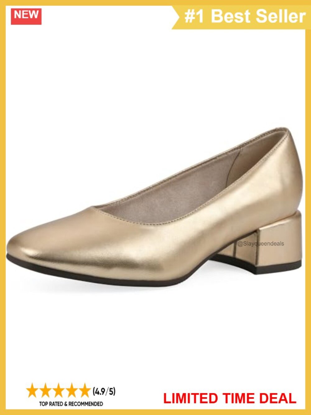 Cushioned Block Heel Pump Almond Toe Pull-On Business Casual